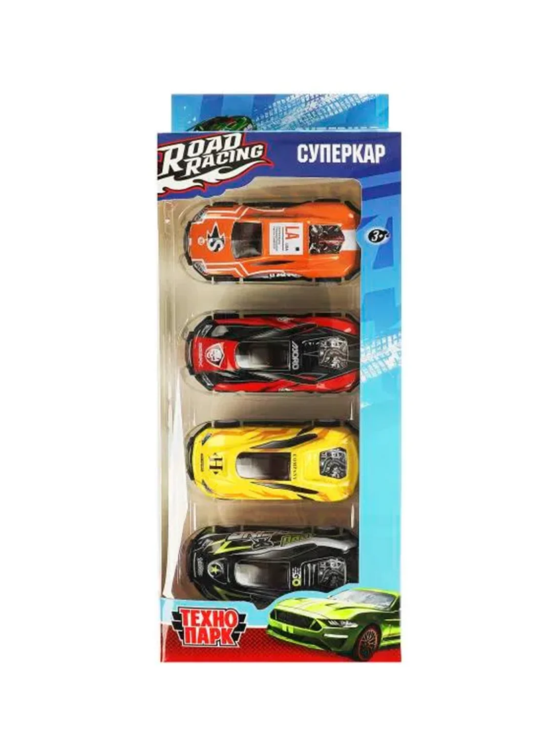 Набор металлических машинок ТехноПарк Road Racing. Суперкар, 7,5 см