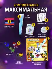 Голубой 3d ручка 4 поколения 3д ручка с набором пластика и игрушками