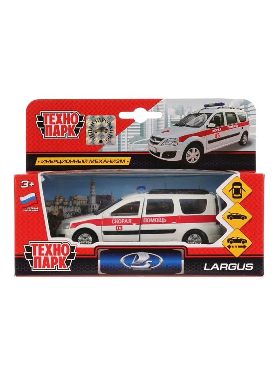 Металлическая машина ТехноПарк LADA Largus скорая, 12 см