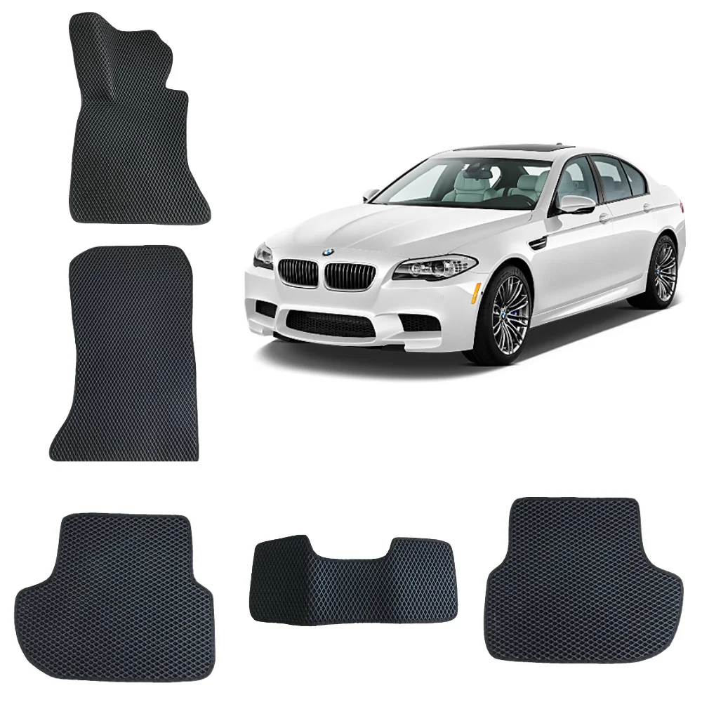 Черный 3-d Автомобильные EVA коврики для BMW 5 (F10) / БМВ 5 (рестайлинг) (6 поколение)