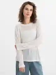 Белый женский лонгслив, оверсайз, полупрозрачный, кофта