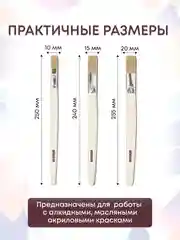 Кисти малярные для краски набор 10, 15 и 20 мм, 3 шт