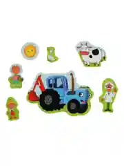 Деревянная игрушка-вкладыш Буратино "Синий трактор", 30 х20 см