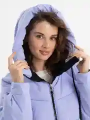 Лавандовый куртка женская демисезонная, пуховик женский с карюшоном