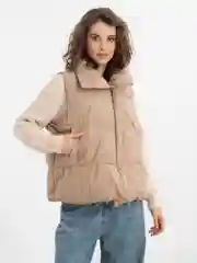 Бежевый женский жилет утеплённый oversize