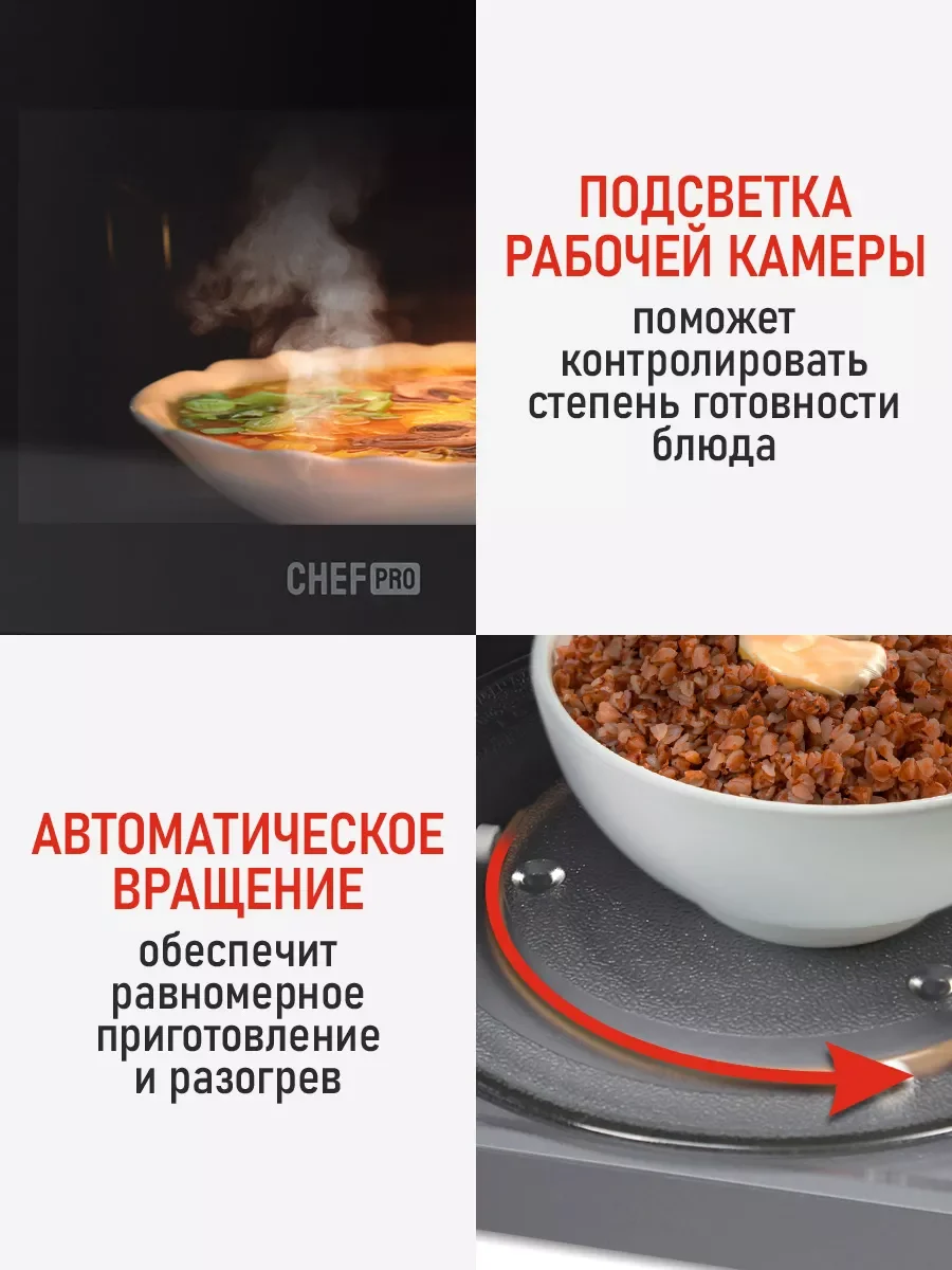 Черный микроволновая печь CHEF PRO CF-MW1954B / режим Гриль/ черный