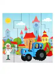Рамка-вкладыш Буратино  Тетрис Синий трактор, из дерева