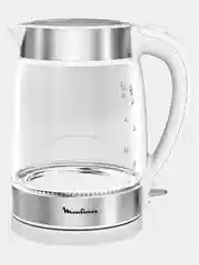Электрочайник Moulinex(Tefal) Glass BY600130 серебристый/белый
