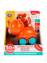 Развивающая музыкальная игрушка УМКА Каталка-мишка, 8 х 15 х 6 см