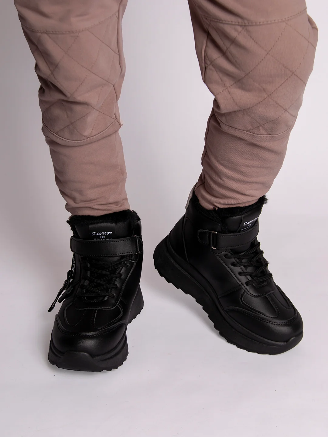 Черный ботинки для мальчиков зимние, 33-38