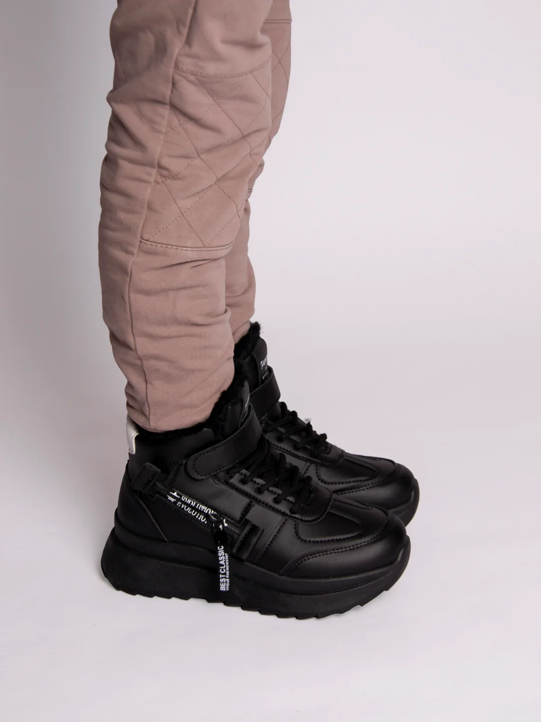Черный ботинки для мальчиков зимние, 33-38