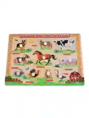 Деревянная игрушка Буратино "Домашние животные. Чей малыш?", рамка-вкладыш