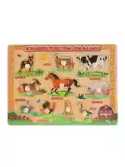 Деревянная игрушка Буратино "Домашние животные. Чей малыш?", рамка-вкладыш