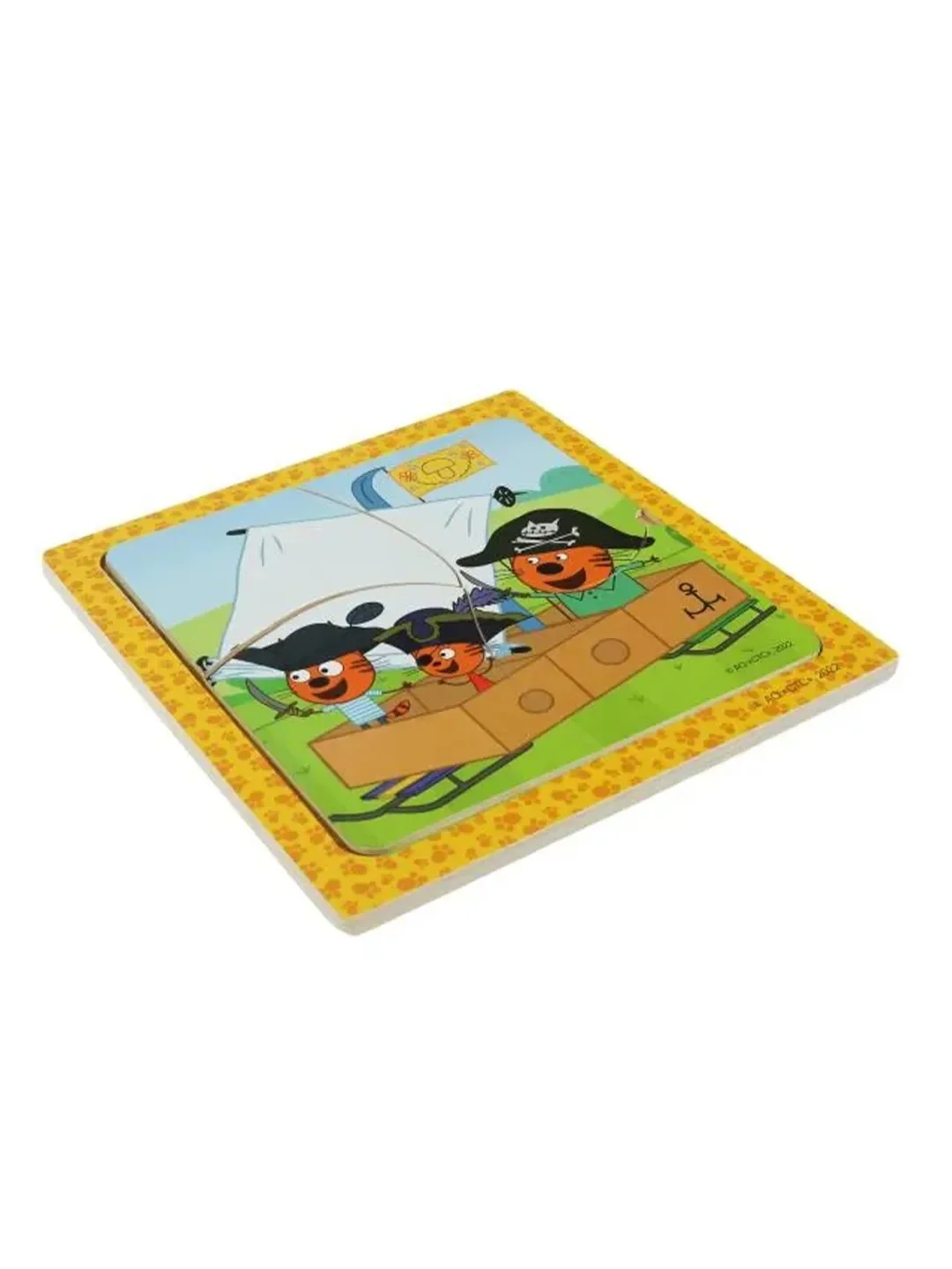 Деревянная игрушка Буратино "Три Кота", вкладыши многослойные