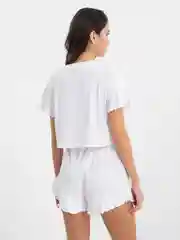 Белый пижама женская, шорты и футболка