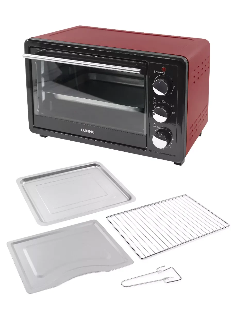 Черный духовой шкаф LUMME LU-EO1715B / 1800 Вт/ Объем: 30 л/ 4 нагревательных элемента/ 4 режима