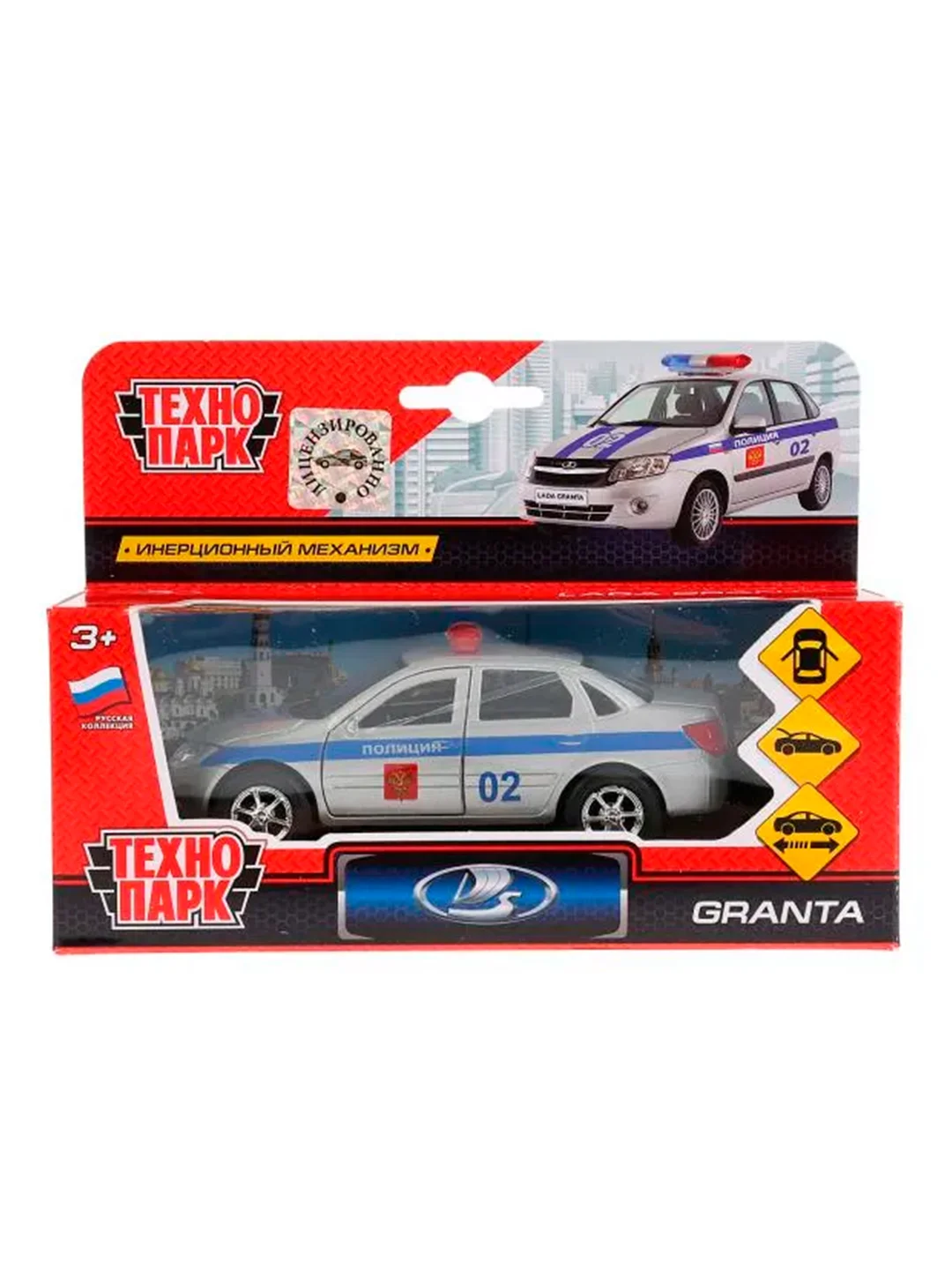 Машина металлическая Технопарк "LADA granta. Полиция", 12 см