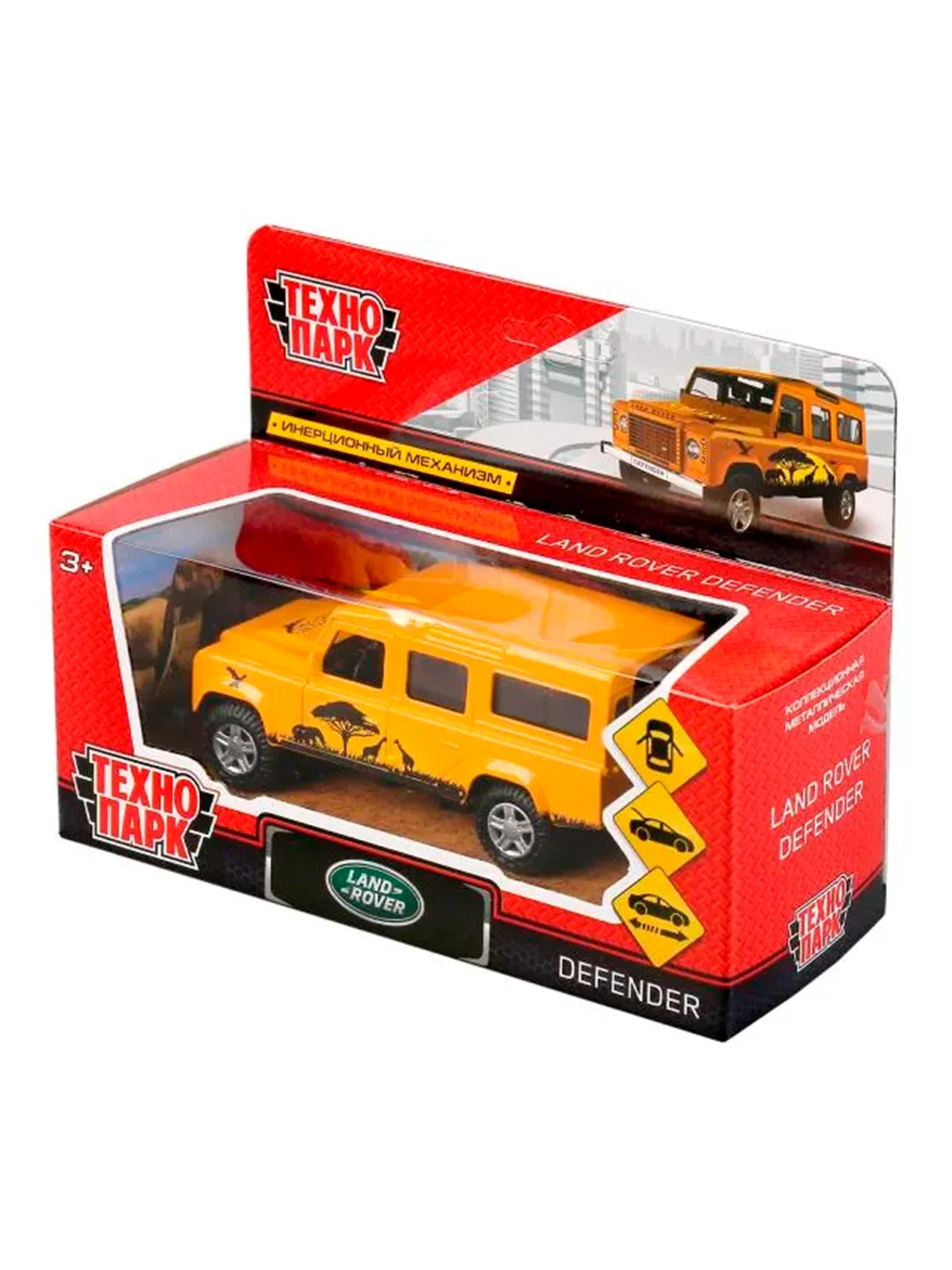 Коллекционная металлическая машина Технопарк Land Rover Defender Сафари, длина 12 см