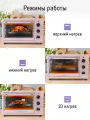 Белый духовой шкаф LUMME LU-EO1715A /1800 Вт/ Объем: 30 л/ 4 нагревательных элемента/ 3 режима