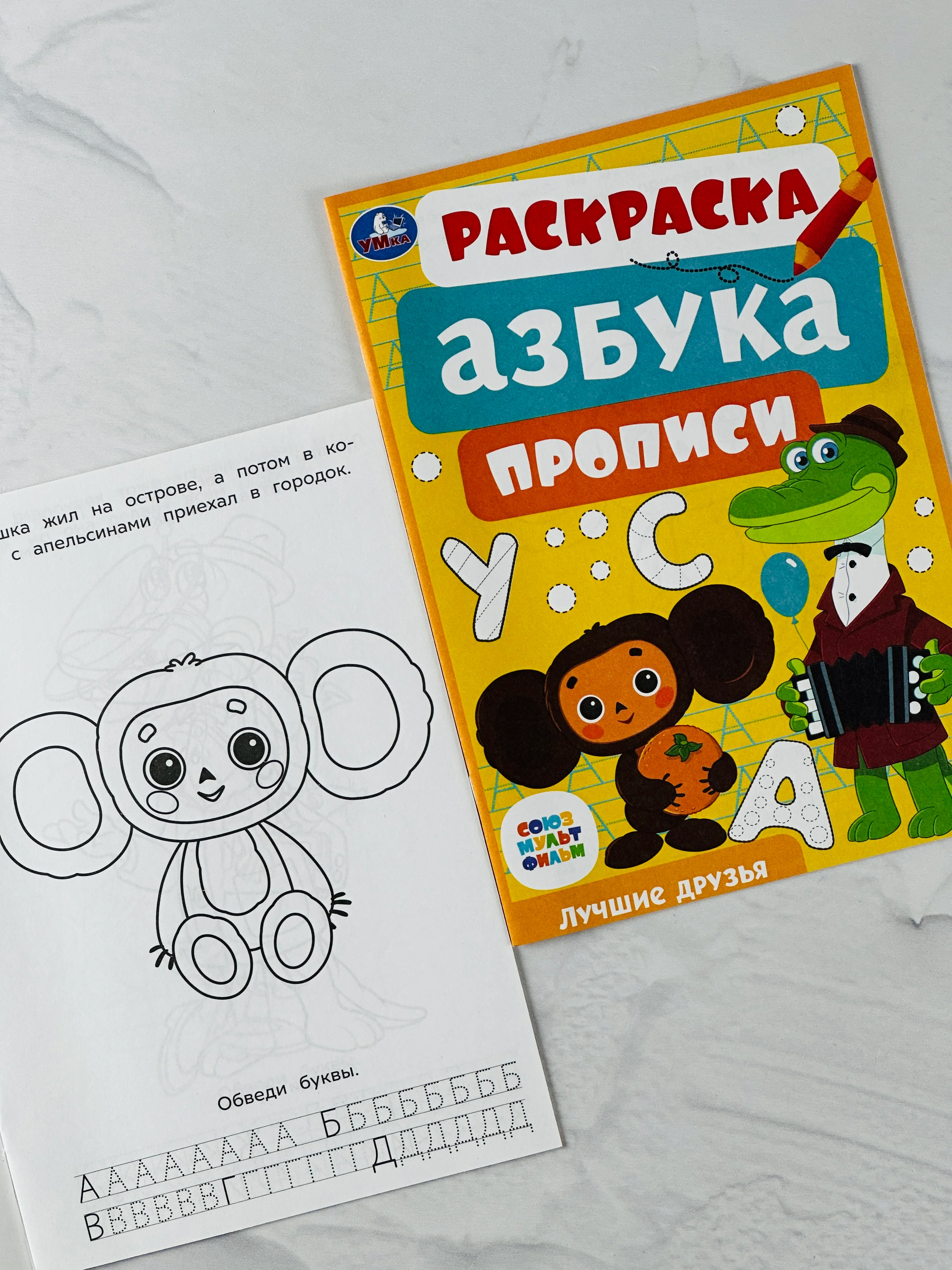 Книжка Герои из мультика Союзмультфильм Лучшие друзья Раскраска азбука прописи для малышей