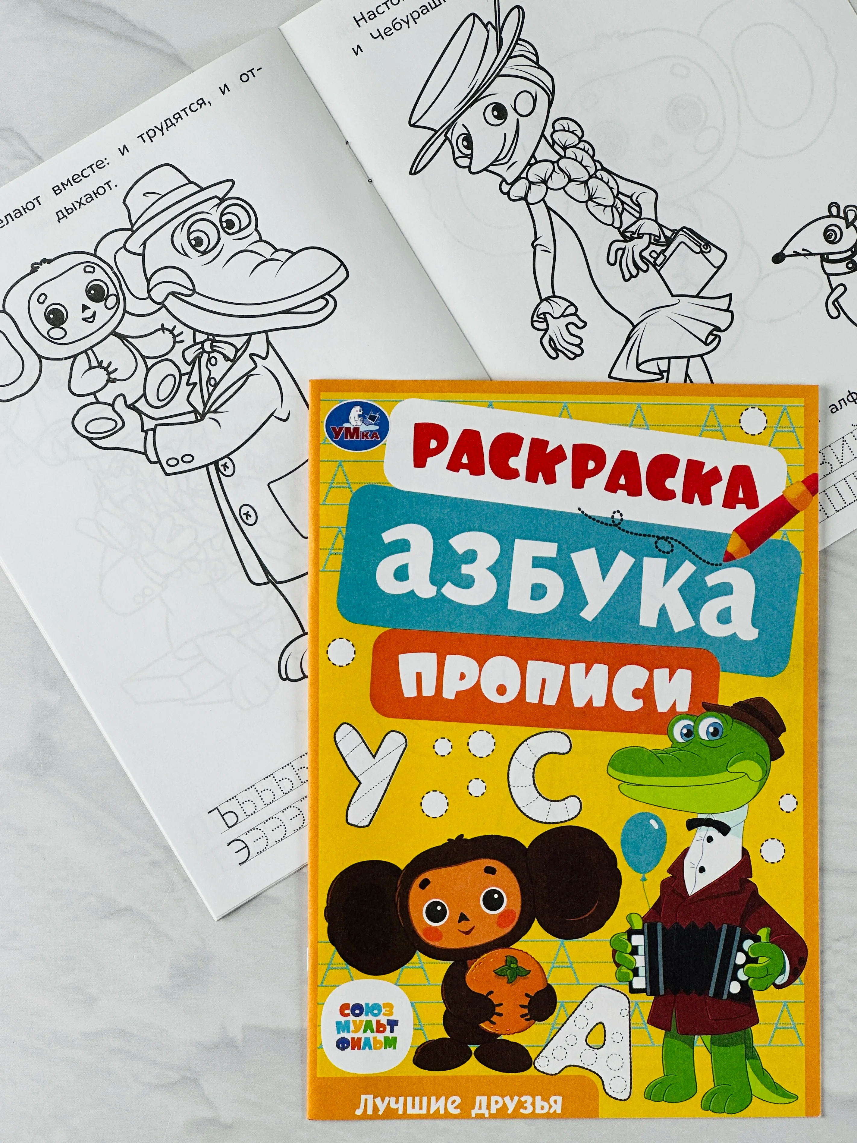Книжка Герои из мультика Союзмультфильм Лучшие друзья Раскраска азбука прописи для малышей