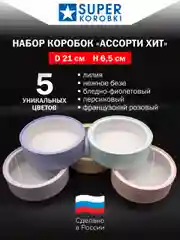 Набор из 5-и круглых коробок с прозрачной крышкой, D21, H6,5 см