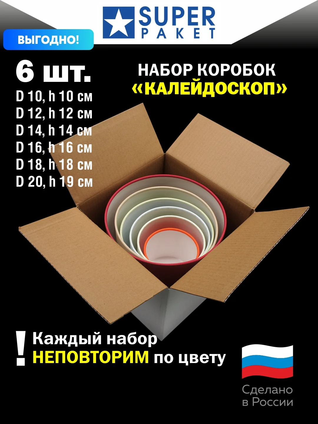 Круглые шляпные коробки набор без крышек