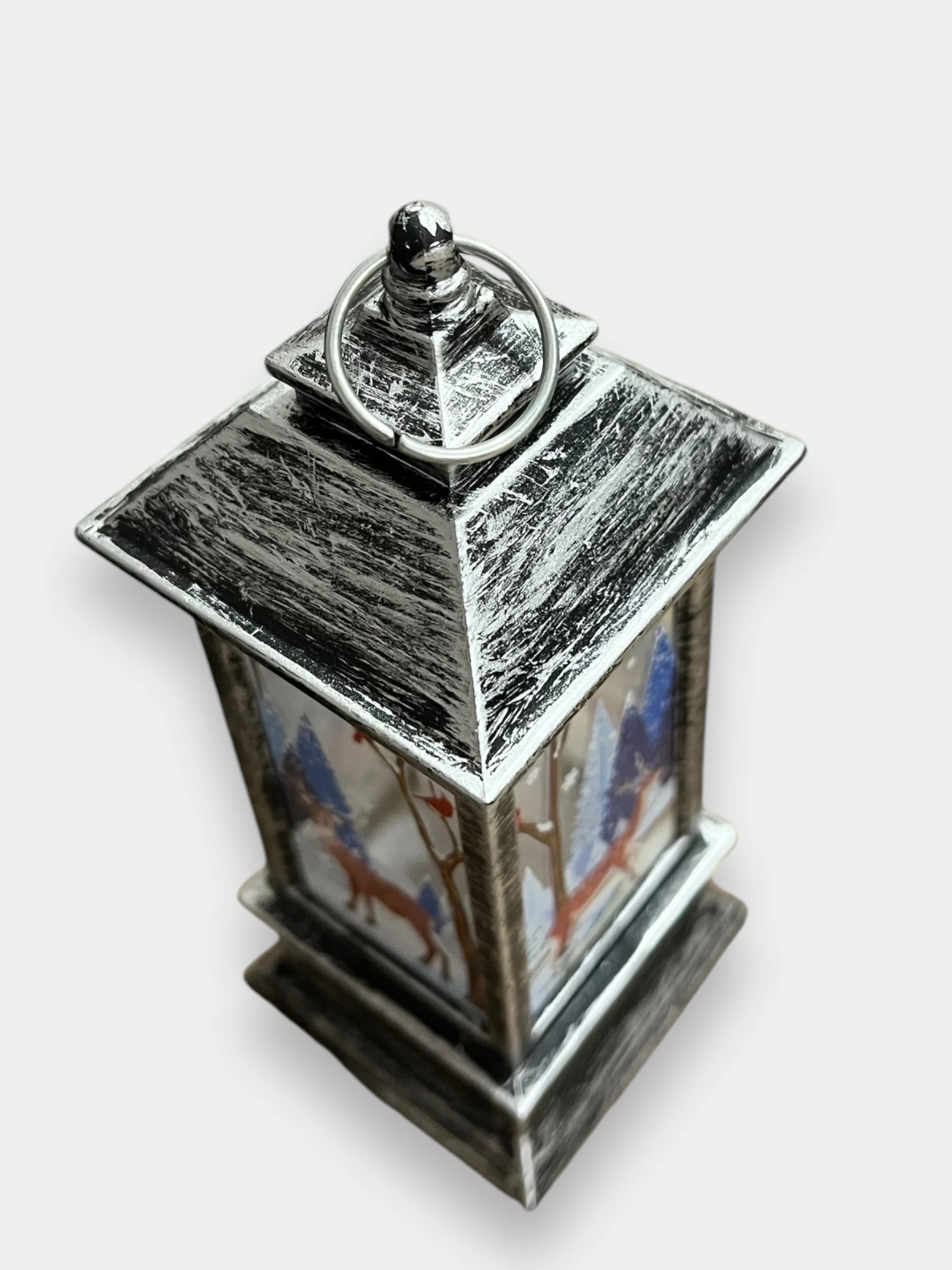 Серебряный новогодний фонарь, декор новый год, декор для дома, елочная игрушка