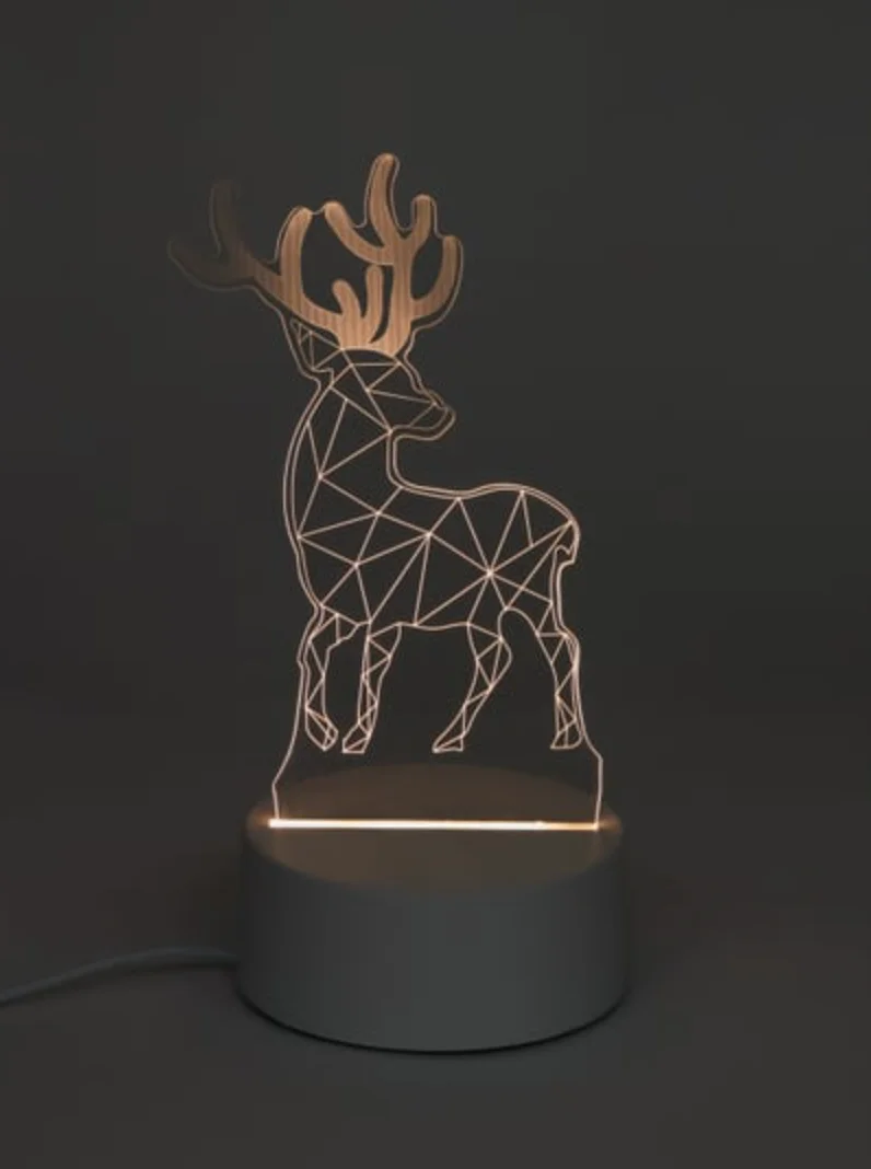 Алый светильник-ночник 3D, светодиодный LED, USB, 3 цвета, с блоком питания
