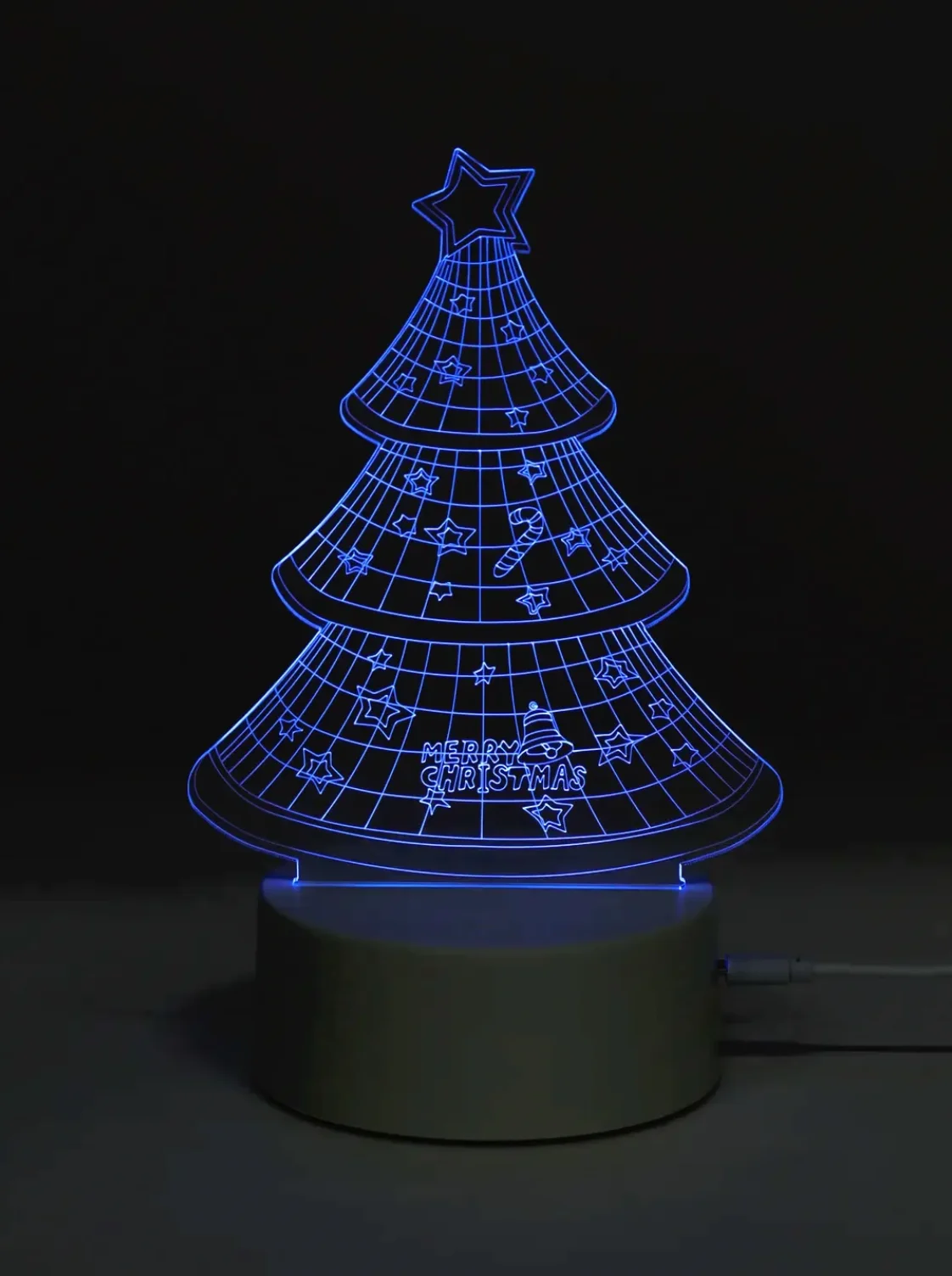 Алый светильник 3D светодиодный, LED, 8 цветов, с блоком питания