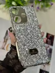 Серебряный чехол для Xiaomi Redmi 13,  стразы, редми 13