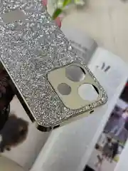 Серебряный чехол для Xiaomi Redmi 13,  стразы, редми 13