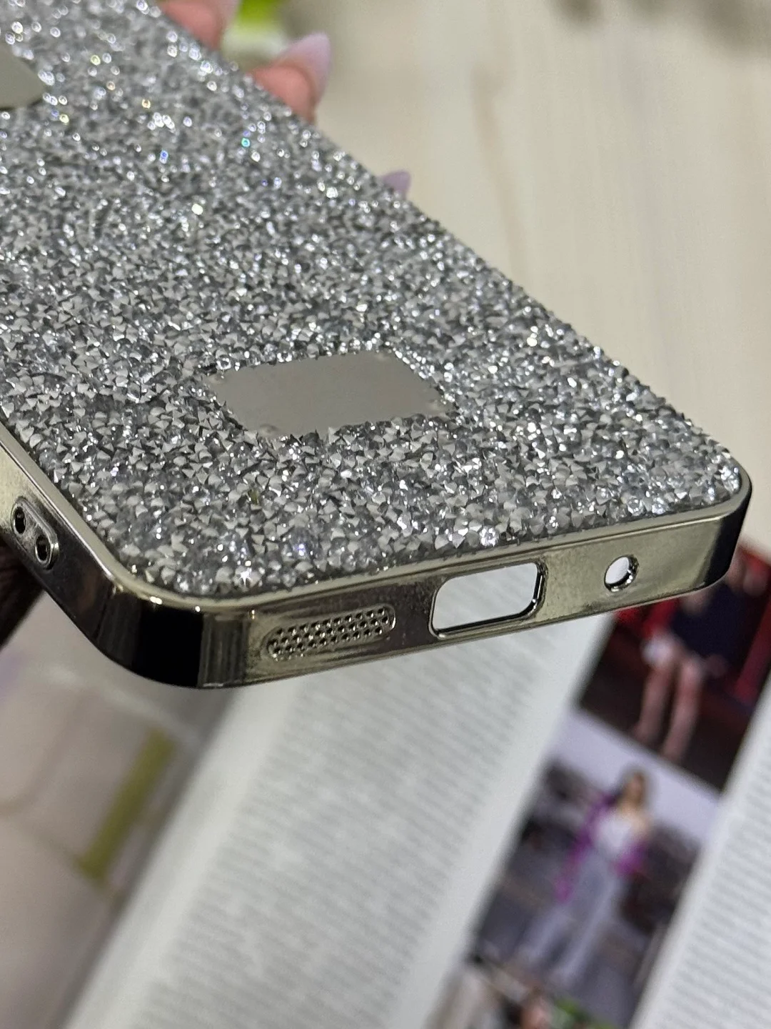 Серебряный чехол для Xiaomi Redmi 13,  стразы, редми 13