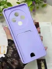 Лавандовый чехол для Redmi 14C, Poco C75, с карманом для карты