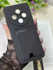 Черный чехол для Redmi 14C, Poco C75, с карманом для карты