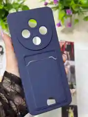 Темно-синий чехол для Redmi 14C, Poco C75, с карманом для карты