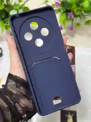 Темно-синий чехол для Redmi 14C, Poco C75, с карманом для карты