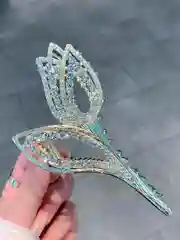 Серебряный заколка - краб для волос, зажим для волос, металлическая со стразами