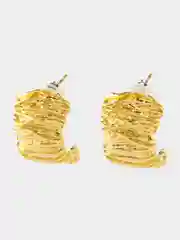 Золотой женские серьги объемные, Серьги бижутерия серебро, серьги-гвоздики, серьги мятый металл
