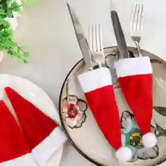 Новогодний колпак для сервировки стола / столовых приборов 10 штук, куверт, Новый год