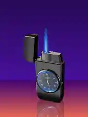 Серый меланж зажигалка автоген, с часами, в коробке