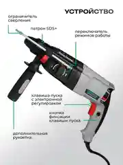 Перфоратор электрический ELECTROLITE П 1100 (1100 Вт, 4 Дж, SDS+, длина кабеля 2 м, 3 режима)
