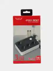 Серый металлик сетевой фильтр электрический удлинитель с USB зарядкой и Type-C, кнопкой выключения
