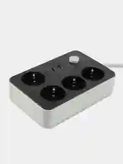 Серый металлик сетевой фильтр электрический удлинитель с USB зарядкой и Type-C, кнопкой выключения