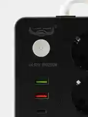 Серый металлик сетевой фильтр электрический удлинитель с USB зарядкой и Type-C, кнопкой выключения