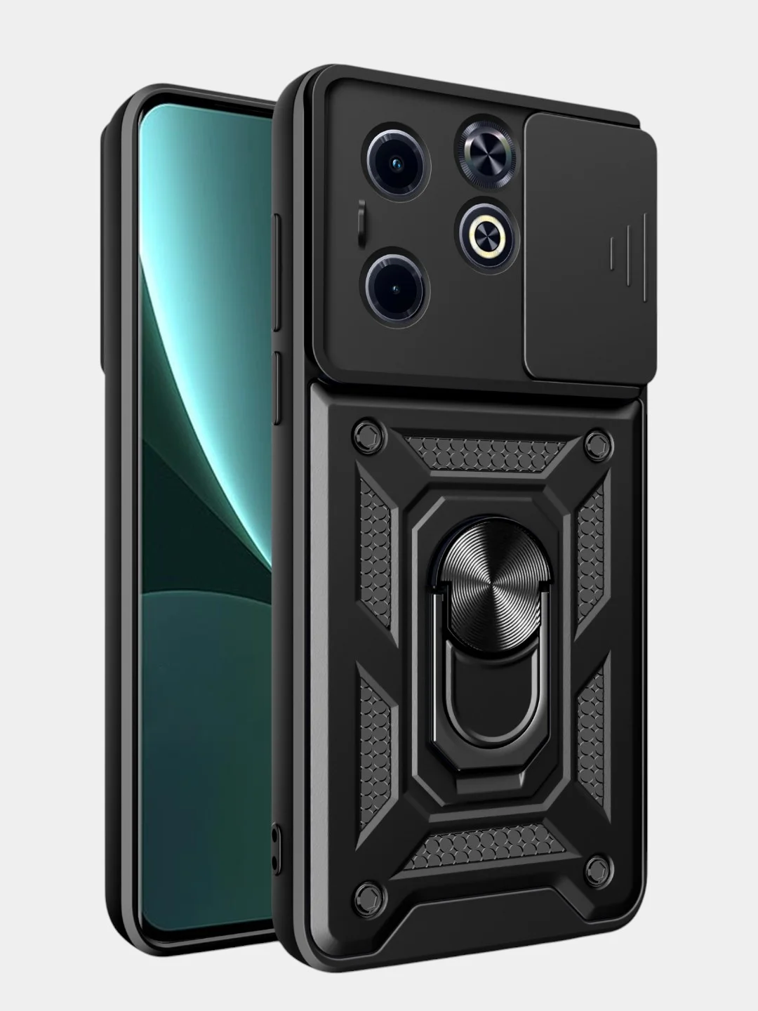 Черный противоударный чехол kick с защитой камеры Infinix HOT 40i и Infinix Smart 8