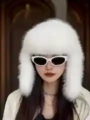 Белый шапка ушанка, женская, зимняя, меховая