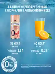 Пивной напиток Балтика №0 Грейпфрут Безалкогольное 0,33 л, банка