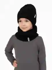 Черный шапка и снуд, комплект демисезонный, Arctic kids