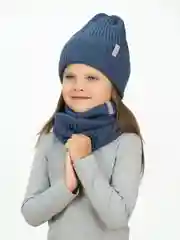 Светло-синий шапка и снуд, комплект демисезонный, Arctic kids